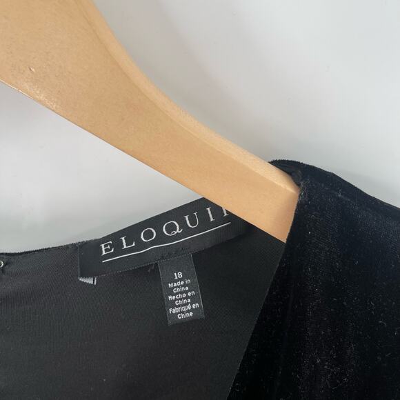 ELOQUII Jumpsuit Size 18 NWT Black Velvet Tie Belt Wide Leg Cocktail Evening - Picture 4 of 16